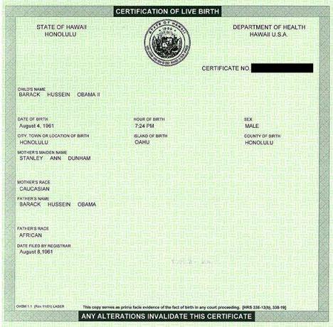 Obama Birth Certificate